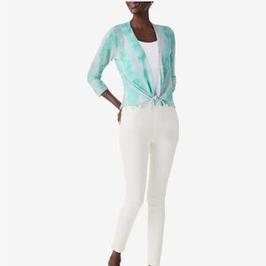 Nic + Zoe Watercolor Waves 4-Way Cardigan  NWT Size Medium Linen Blend
